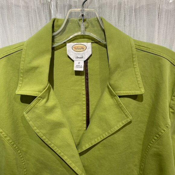 Talbots 90's Vintage Cotton Stretch 3 Button Blazer Apple Green Size 12 Preppy - Picture 2 of 13
